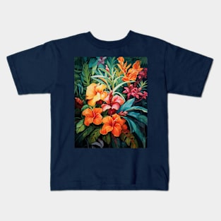 Vibrant Exotic Flower Pattern 3 Kids T-Shirt